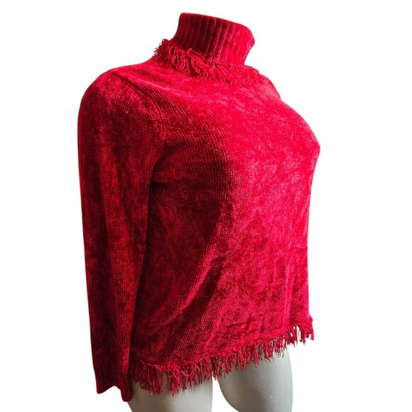 Red Fringed Turtleneck Sweater Woman's Size 1X Rafaella Soft Feel JJ4072 - Picture 2 of 7